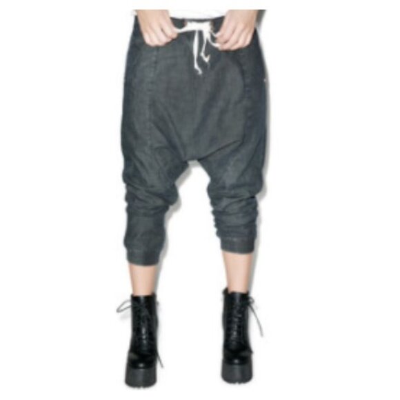 NEW One Teaspoon Womens 25 Luxe Harem Pants Drop Crotch Tapered Leg Drawstring